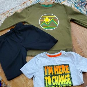 Boys 3 Piece Bundle (Shorts/Shirt/Sweat Shirt Pullover)